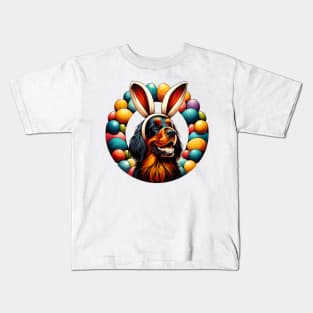 Gordon Setter Enjoys Easter with Bunny Ears Festivity Kids T-Shirt